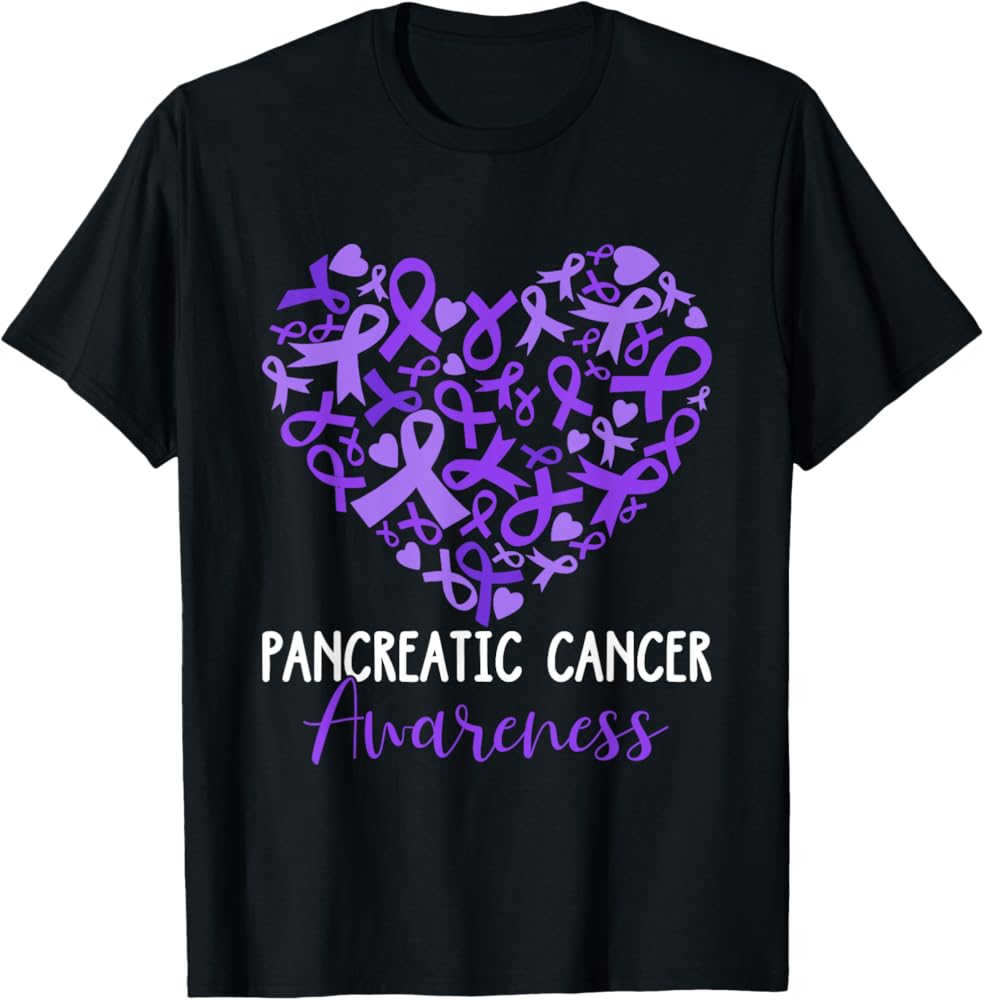 Amazon.com: Pancreatic Cancer Awareness Purple Ribbon Heart T